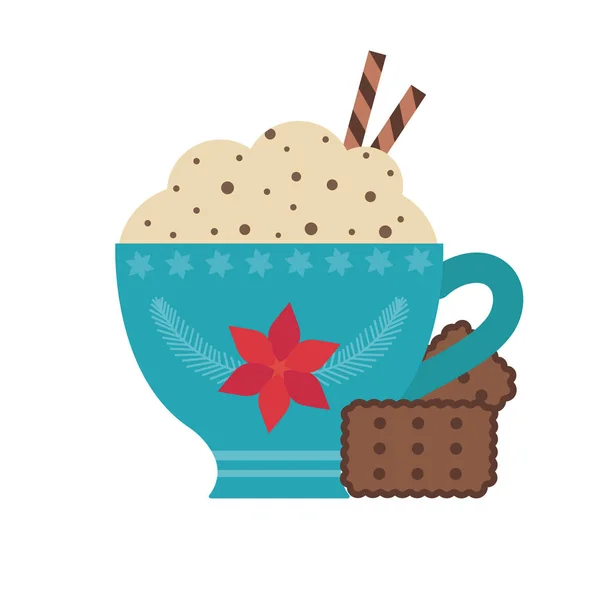 杯中热巧克力和饼干 — 图库矢量图片