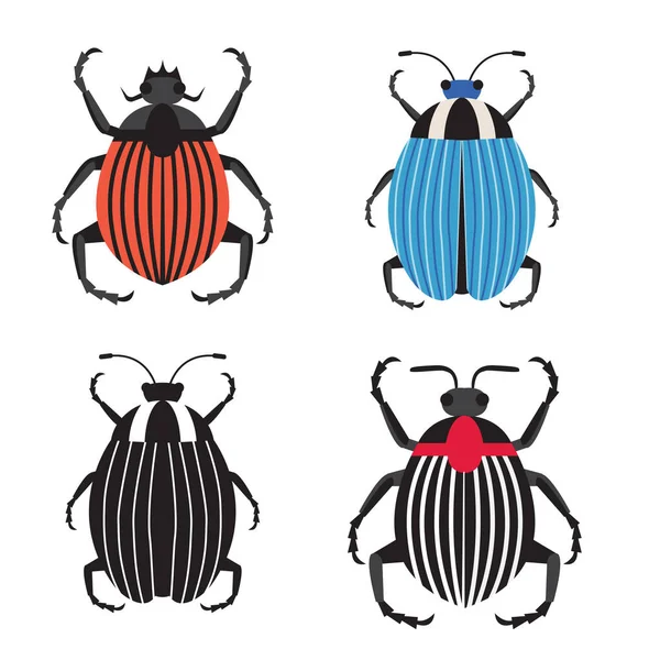 Colorado Potato Beetle Icons in Flat Design — Stock Vector