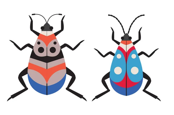 Dotted Exotic Tropical Bug Icons in platte vorm — Stockvector