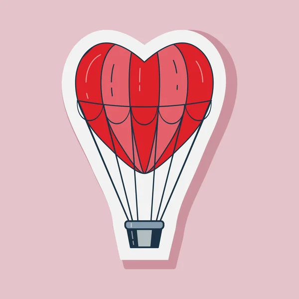 Adesivo San Valentino Air Balloon Linea Art — Vettoriale Stock