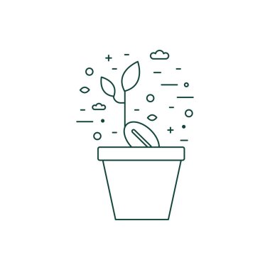 Çiçek Otu Çizgisi Sanat Simgesinde Filizlenme