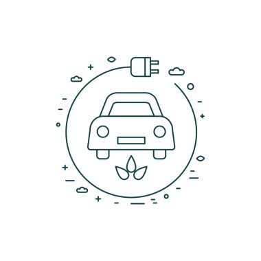 Şarj Hattı Simgesi olan Yeşil Elektrikli Araba