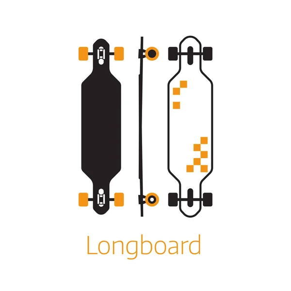 Modern Long Board Desk ikonok körvonalazva — Stock Vector