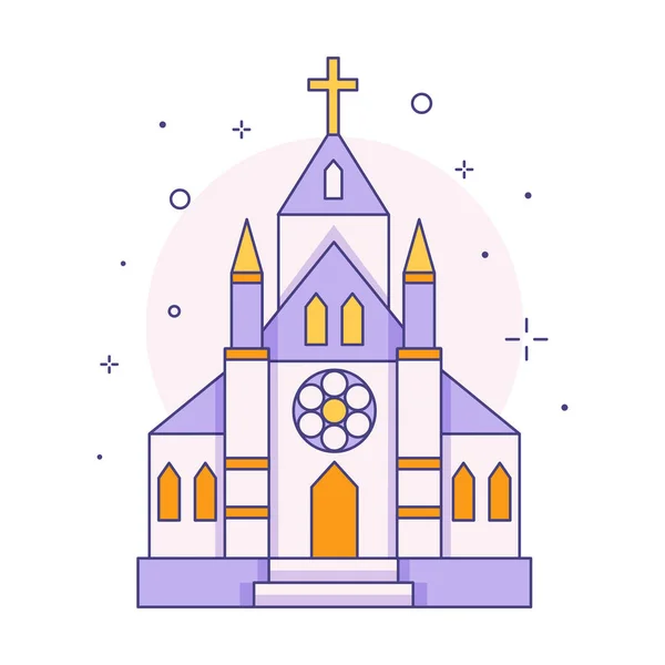 Capilla Cristiana o Icono de la Iglesia en Línea — Vector de stock