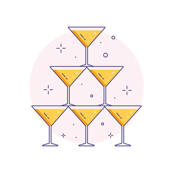 玻璃线艺术图标中的婚礼金字塔 — 图库矢量图片