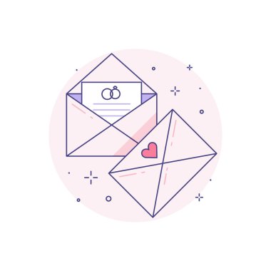 Düğün Davetiyesi Çizgi Sanatında Doğrusal Simge