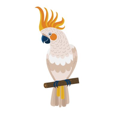 Citron Crested Cockatoo Parrot in Flat Design
