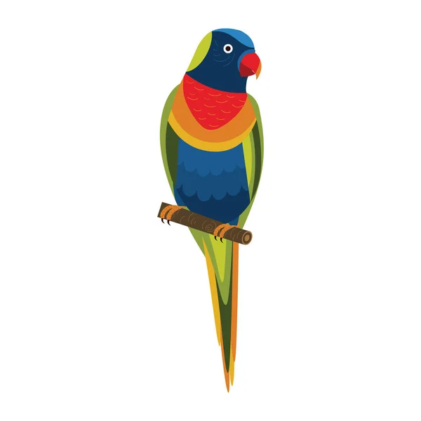 Pappagallo esotico del Lorikeet arcobaleno in design piatto — Vettoriale Stock