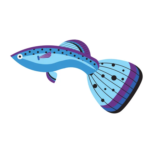 Tropiskt roligt akvarium fisk ikonen i platt — Stock vektor