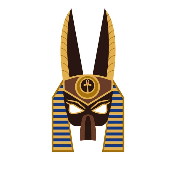 Máscara de Anubis del dios egipcio antiguo en plano — Vector de stock