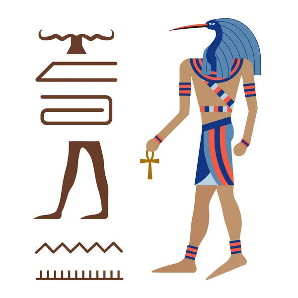 Thoth Starożytny egipski bóg Ibis w karton — Wektor stockowy