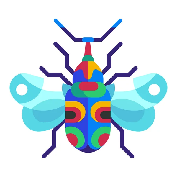 Bugs exotiques et coléoptères Icônes Design plat — Image vectorielle