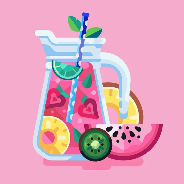 Εξωτικά φρούτα καλοκαίρι κοκτέιλ Shake ή Smoothie — Διανυσματικό Αρχείο