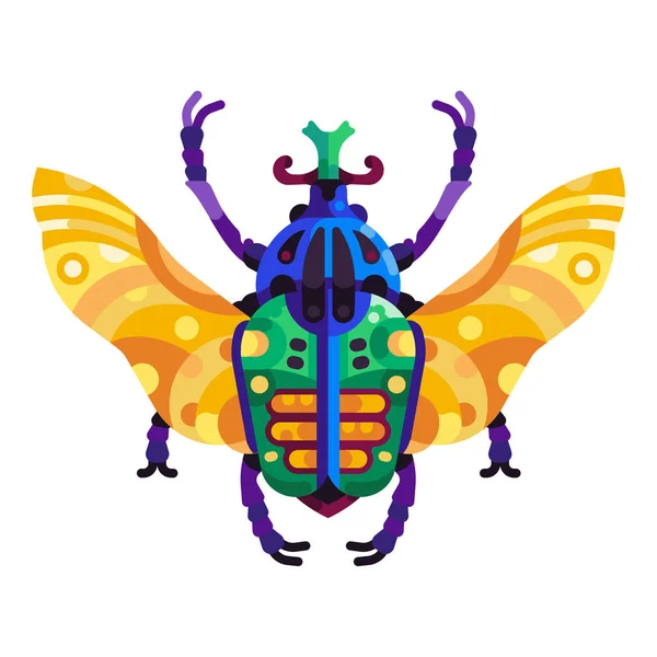 平面设计中色彩艳丽的Goliath Beetle图标 — 图库矢量图片