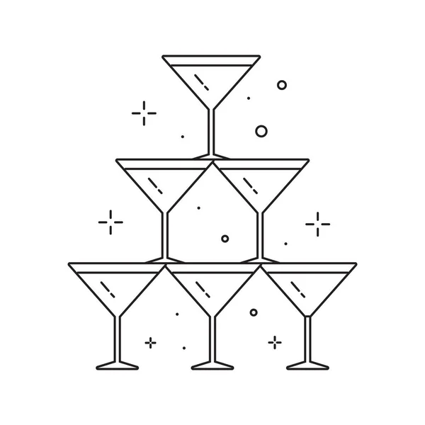 Svatební pyramida z Glasses Line Art Icon — Stockový vektor