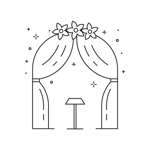 Huwelijksceremonie Arch Icon in Line Art — Stockvector