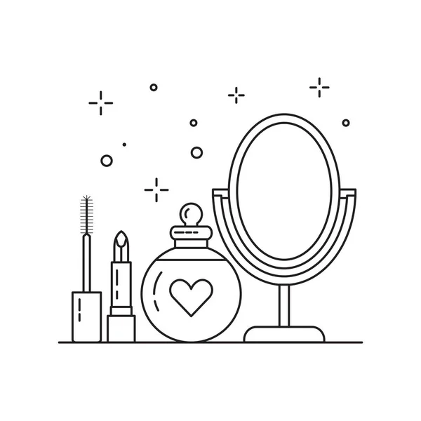 Kit de maquillage pour mariée Icône dans Line Art — Image vectorielle