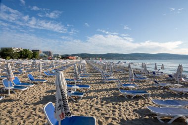 Sunny Beach, Bulgaristan - Eylül 5, 2017:Resort yaz aylarında Beach Sunny Beach Bulgaristan görünümü.