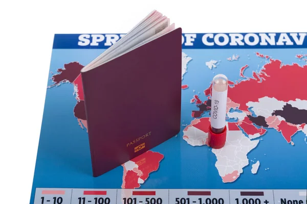 Mapa Mundial Coronavirus Muestra Sangre Los Países Con Covid Covid — Foto de Stock