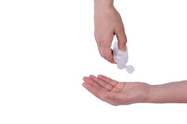 Beyaz izolasyon için antibakteriyel antiseptik jel şişesi. Virüs enfeksiyonunu ve salgını durdurun. Sağlık hizmeti kavramı