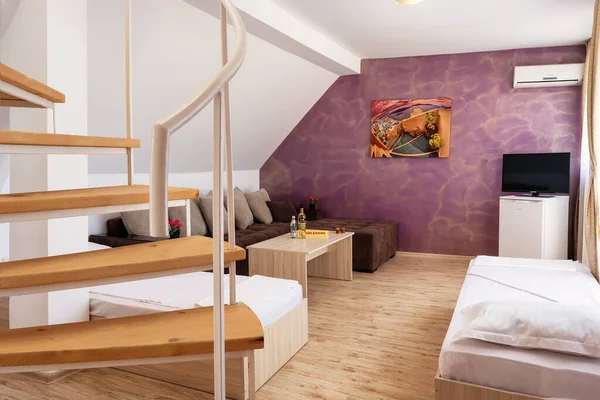 Sunny Beach Bulgarije 2020 Elegante Comfortabele Hotel Slaapkamer Interieur Illustratieve — Stockfoto