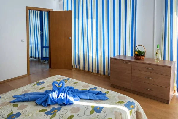 Sunny Beach Bulgaria Juli 2019 Interior Kamar Tidur Hotel Rumah Stok Gambar