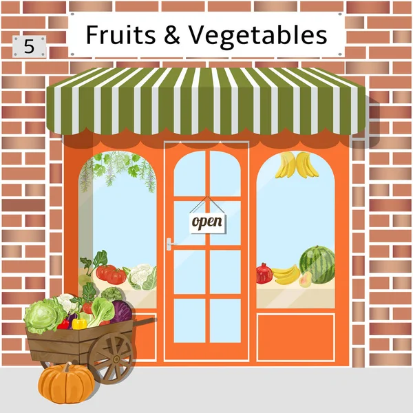 Tienda de frutas y verduras — Vector de stock