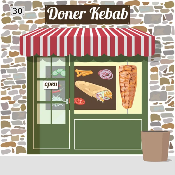 Doador kebab fast food café — Vetor de Stock