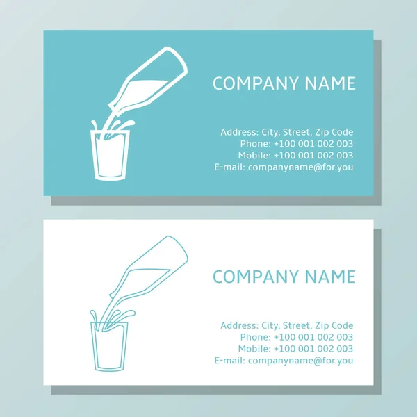 Símbolo o logotipo natural de leche. Conjunto de tarjetas de visita para empresa láctea . — Vector de stock