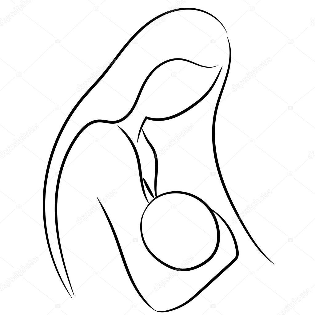 Mother breastfeeding her baby. sketch