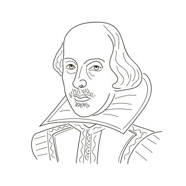 William Shakespeare. İllüstrasyon kroki. Siyah ve beyaz