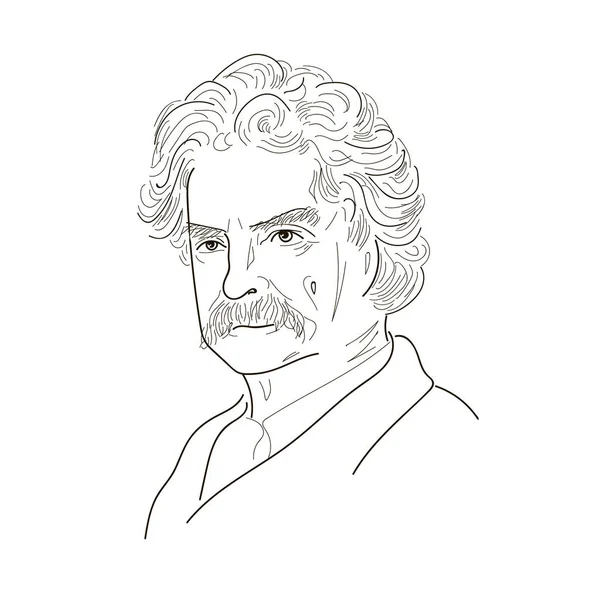 Mark Twain. Skiss — Stock vektor