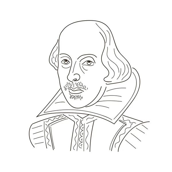 William Shakespeare. Ilustración de bocetos. Blanco y negro — Archivo Imágenes Vectoriales