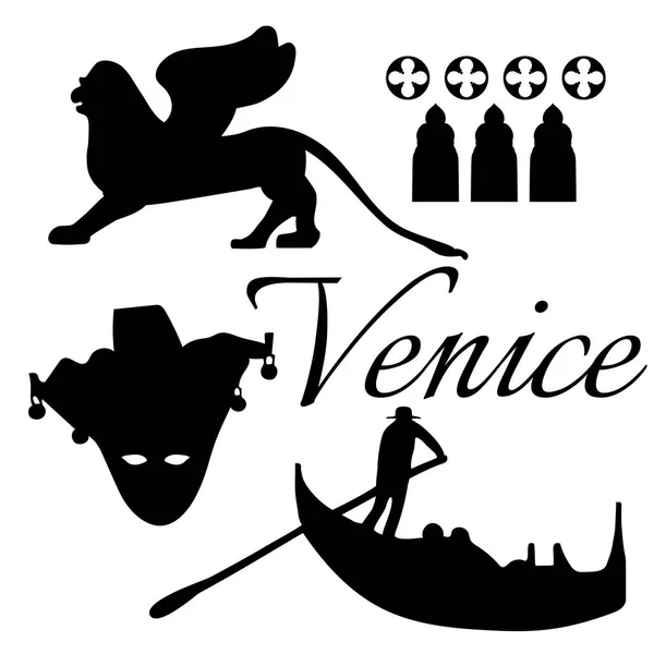 Venedig platt ikoner. — Stock vektor