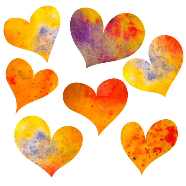 Set of watercolor hearts. — Stock Photo, Image