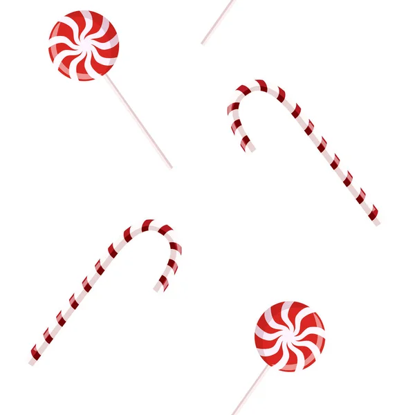 Две красно-белые конфеты. бесшовный узор — стоковый вектор