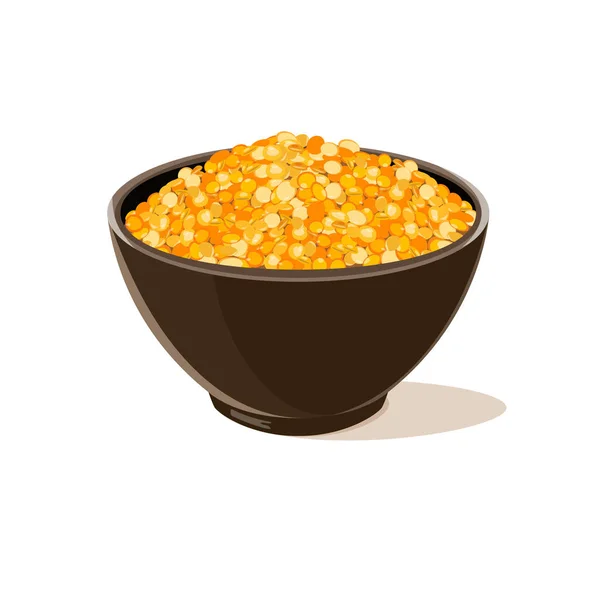 Bowl full of yellow lentils — Stock Vector