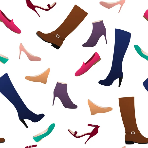 Verschillende soorten vrouwen s schoenen. Naadloze patroon — Stockvector