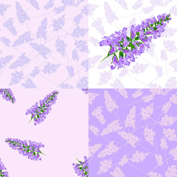 Flores púrpura patrón sin costura — Archivo Imágenes Vectoriales