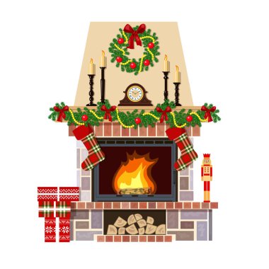 Noel şömine. Xmas decoreated Oda