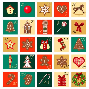 Varış takvimi elle çizilmiş vektör büyük kare set