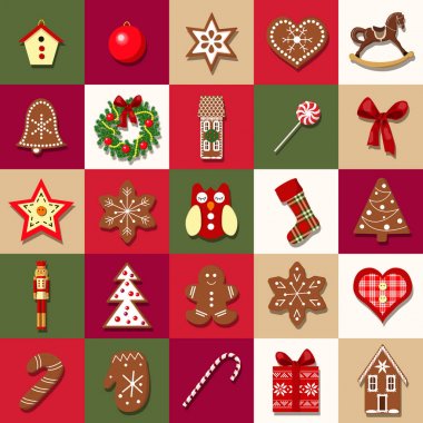 Advent takvimi vektör. Noel poster ayarlayın. Xmas