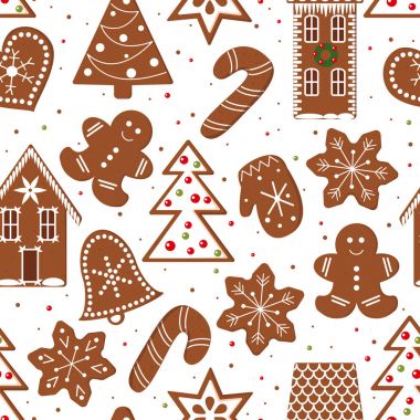 Gingerbread rakamlar Dikişsiz desen vektör