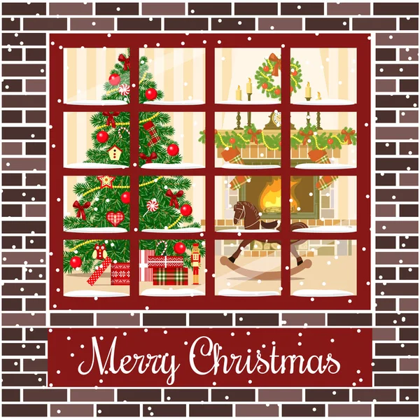 Noel oda pencere kartpostal ile