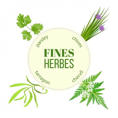 Fines herbes round emblem clipart