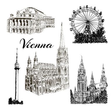 Vienna - hand drawn bildings collection clipart