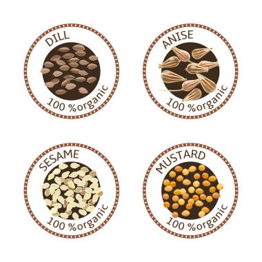 Baharat etiket kümesi. 100 organik. koleksiyonu