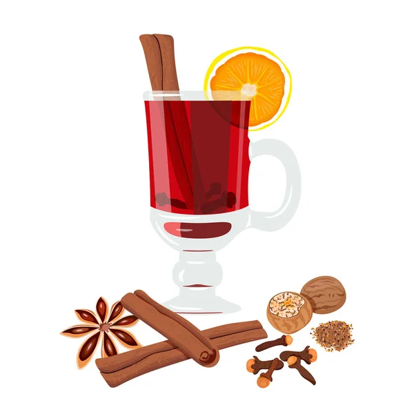 Mulled wine set — Stock Vector