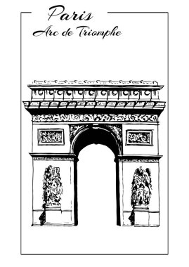 Arc de Triomphe, Paris, France. triumphal arch, sketch vector illustration clipart
