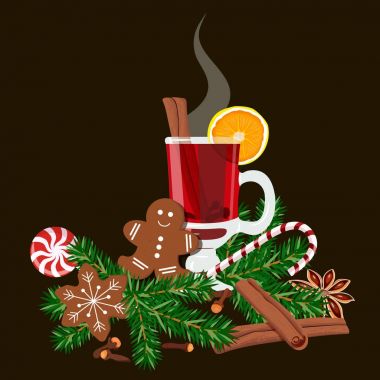 Baharatlar ve gingerbread mulled şarap